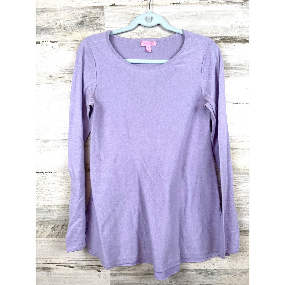 Lilly Pulitzer Womens M Purple Cotton Knit Sweater Lightweight Casual Chic